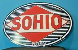 Vintage Sohio Gasoline Porcelain Ohio Gas Service Station Pump Automobile Sign