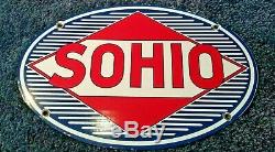 Vintage Sohio Porcelain Standard Gas Oil Service Station Pump Plate Metal Sign
