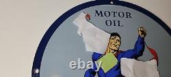 Vintage Southern Motor Oil Porcelain Gas Service Station Superman Pump Sign