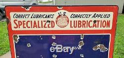 Vintage Specialized Lubrication Gas Filling Service Station Large Porcelain Sign