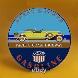 Vintage Speed Power Union Gasoline Porcelain Gas Oil Service Station Pump Sign