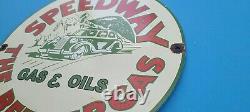 Vintage Speedway Gasoline Porcelain Better Gas Service Station Pump Plate Sign