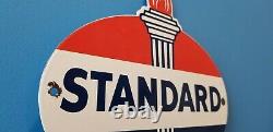 Vintage Standard Gasoline Porcelain Gas Service Station Torch Pump Sign