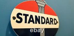 Vintage Standard Gasoline Porcelain Gas Service Station Torch Pump Sign