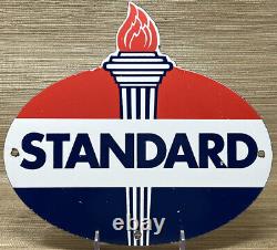 Vintage Standard Gasoline Porcelain Sign Service Station Oil Torch Gas American