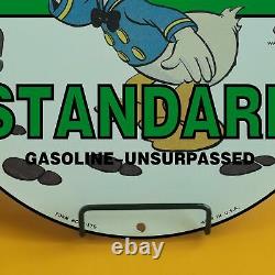 Vintage Standard Gasoline Porcelain Walt Disney Green Duck Service Station Sign