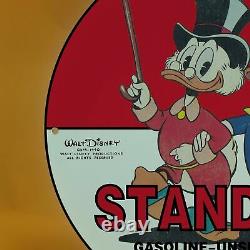 Vintage Standard Gasoline Porcelain Walt Disney Red Ducks Service Station Sign
