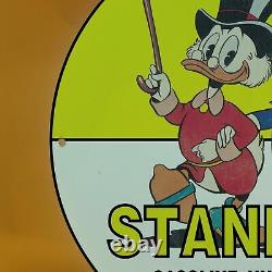 Vintage Standard Gasoline Porcelain Walt Disney Yellow Duck Service Station Sign