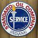 Vintage Standard Oil Service Porcelain Metal Sign Usa Indiana Torch Gas Station