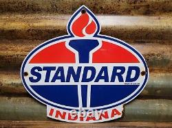 Vintage Standard Oil Sign 1954 Indiana Torch Motor Gas Station Service Amoco