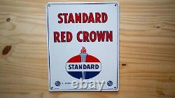 Vintage Standard Red Crown Porcelain Sign Gas Oil Pump Plate Service Station