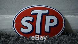 Vintage Stp Porcelain Sign Gas Oil Service Station Gasoline Rare Pump Plate Push