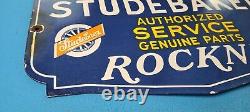 Vintage Studebaker Porcelain Gas Service Station Automobile Dealership Pump Sign