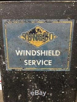 Vintage Sunoco Gas Service Station Windshield Service Box Island sign