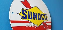 Vintage Sunoco Gasoline Porcelain Gas Service Station Pump Plate Rack Sign