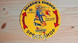 Vintage Sunoco Gasoline Porcelain Sign Service Station Gas Oil Pump Plate Rare