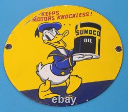 Vintage Sunoco Motor Oils Porcelain Disney Duck Gas Service Station Pump Sign