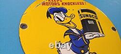 Vintage Sunoco Motor Oils Porcelain Disney Duck Gas Service Station Pump Sign
