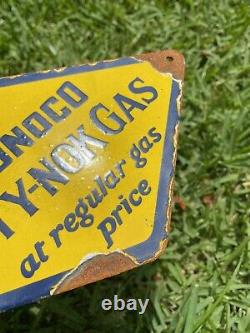 Vintage Sunoco Porcelain Metal Gas Station Oil Service Yellow Anty-Nok Fuel Sign