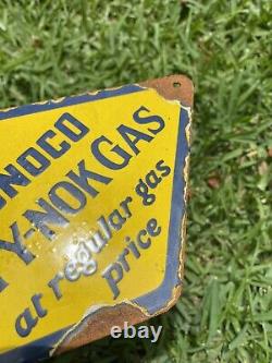 Vintage Sunoco Porcelain Metal Gas Station Oil Service Yellow Anty-Nok Fuel Sign