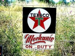 Vintage TEXACO Mechanic on Duty Gas Oil Service Station Shop Hand Painted SIGN