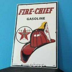 Vintage Texaco Fire Chief Gasoline Porcelain Service Station Gas And Oil Sign