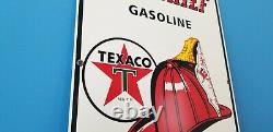 Vintage Texaco Fire Chief Gasoline Porcelain Service Station Gas And Oil Sign