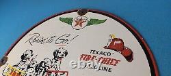 Vintage Texaco Gasoline Porcelain Dogs Fire Chief Gas Service Station Pump Sign