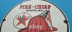 Vintage Texaco Gasoline Porcelain Gas Oil Fire Chief Service Station 12 Sign