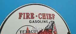 Vintage Texaco Gasoline Porcelain Gas Oil Fire Chief Service Station 12 Sign