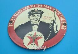 Vintage Texaco Gasoline Porcelain Gas Service Station Attendant Pump Plate Sign