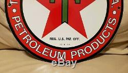 Vintage Texaco Gasoline Porcelain Sign Gas Oil Service Station Pump Plate Rare