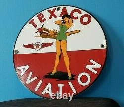Vintage Texaco Gasoline Porcelain Ww2 Airplane Military Gas Service Station Sign