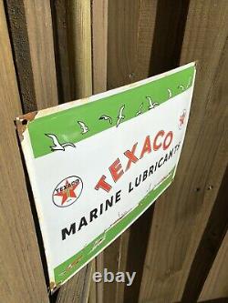 Vintage Texaco Marine Lubricant Porcelain Sign Gas Service Station Advertising