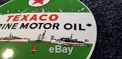 Vintage Texaco Marine Porcelain Gas Motor Oil Service Station Pump Plate Sign