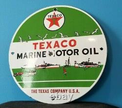 Vintage Texaco Marine Porcelain Gas Motor Service Station Pump Plate Sign