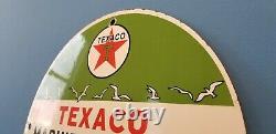 Vintage Texaco Marine Porcelain Gas Motor Service Station Pump Plate Sign