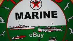 Vintage Texaco Marine Porcelain Sign Nautical Gas Oil Pump Plate Service Station