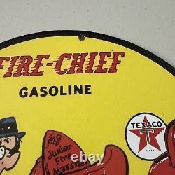 Vintage Texaco Porcelain Gas Station Oil Fire Chief Petroleum Service Pump Sign