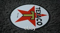 Vintage Texaco Porcelain Sign Gas Motor Service Station Plate Oil Rare Red Star