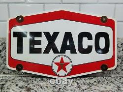 Vintage Texaco Porcelain Sign Motor Oil Gas Station Service Pump Plate Texas Co