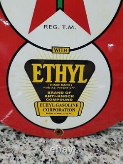 Vintage Texaco Porcelain Sign Texas USA Motor Oil Gas Station Service Pump Ethyl