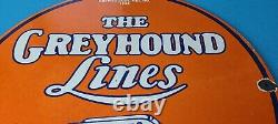 Vintage The Greyhound Porcelain Gas Bus Lines Route Auto Service Station Sign