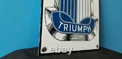 Vintage Triumph Porcelain Gas Auto Service Station Dealership Pump Sign