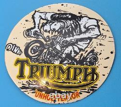Vintage Triumph Porcelain Gas Pump Rat Fink Service Station Motorcycles Sign