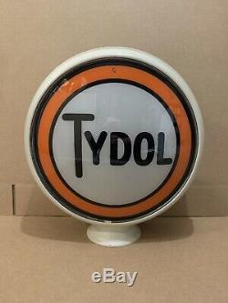 Vintage Tydol Gas Pump Globe Light Glass Lens Service Station Garage Veedol Oil