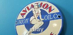 Vintage Union Oil Co Porcelain Gas Service Station Aviation Gasoline Pump Sign