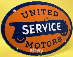 Vintage United Motors Service Porcelain Sign Gas Station Pump Plate Gasoline