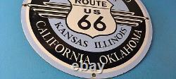 Vintage Us Route 66 Porcelain Service Station Hwy Shield States Gas Pump Sign