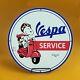 Vintage Vespa Gasoline Porcelain Gas Service Station Auto Pump Plate Sign